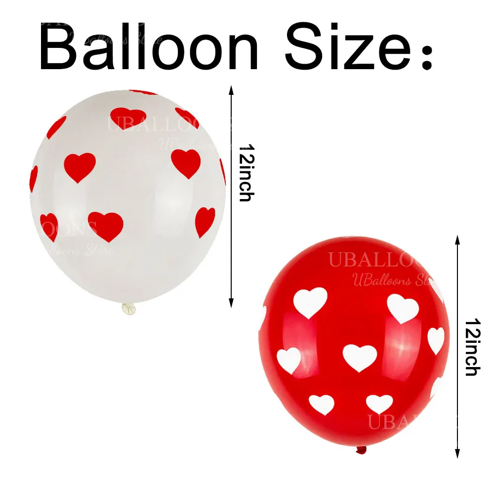 10/30/50 Stück weiß rote Herzmuster Luftballons Herz bedruckte Latexballons für Hochzeit Verlobung Geburtstag Valentinstag Dekor – Detail 2