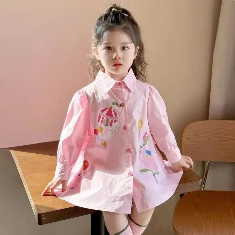 

Kids Clothes Girls for 2 To 7 Years Princess Dress Girls Casual Dresses Cute Cartoon Dress Bunny Short Sleeve Shirt Dress