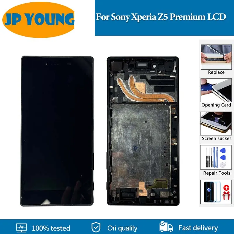 Pantalla LCD original de 5.5 pulgadas para Sony Xperia Z5 Premium, pantalla LCD Z5 Plus E6853 E6883, pantalla táctil Z5P con marco y digitalizador.