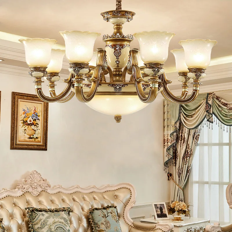 European-style Large Luxury glass Chandelier for Hotel lobby Living Room deco Resin Villa church hall vintage pendant Lighting