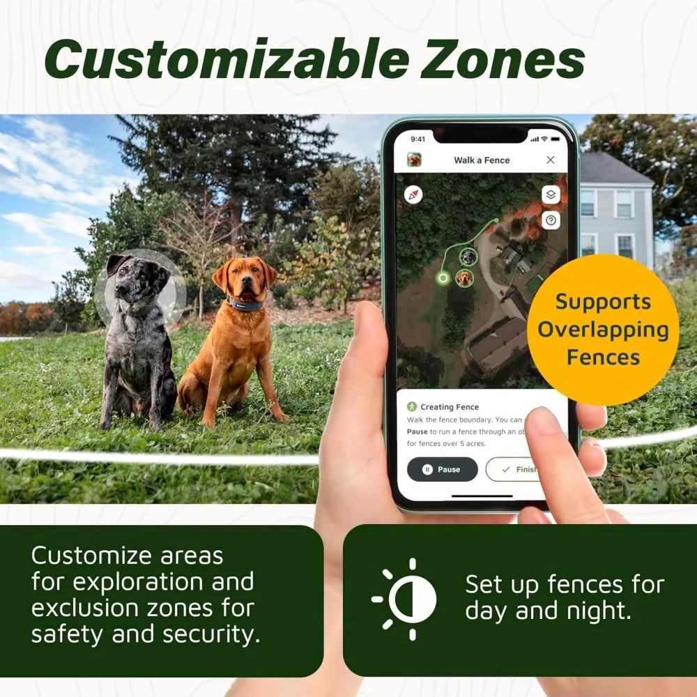 

GPS Dog Fence, App Based Wireless Dog Fence Collar, Waterproof, Accurate & Reliable GPS Trackers