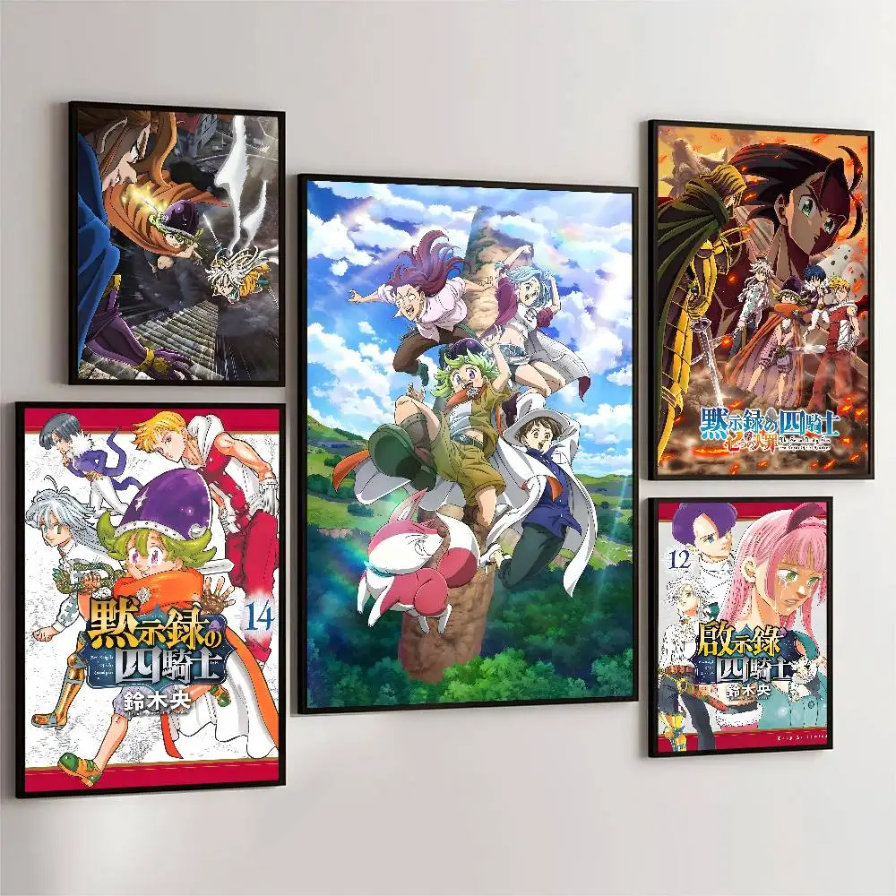 S-سبعة الخطايا القاتلة أربعة فرسان نهاية العالم ذاتية اللصق ملصق فني ورق أبيض يطبع الملصقات الفنية ديكور المنزل #1