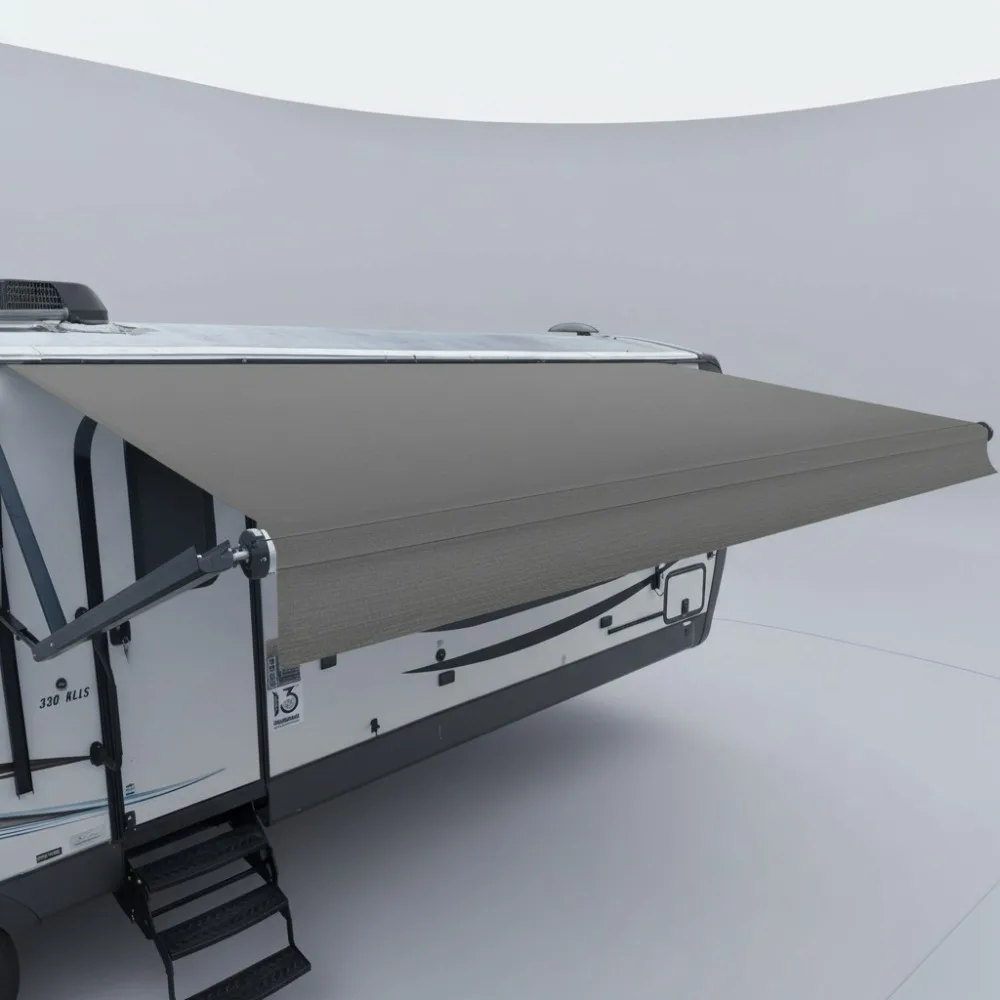 

Heavy Duty Waterproof RV Awning Fabric Replacement, 16 oz Vinyl, Universal Fit for Campers & Motorhomes, Smoke Grey 15'2''