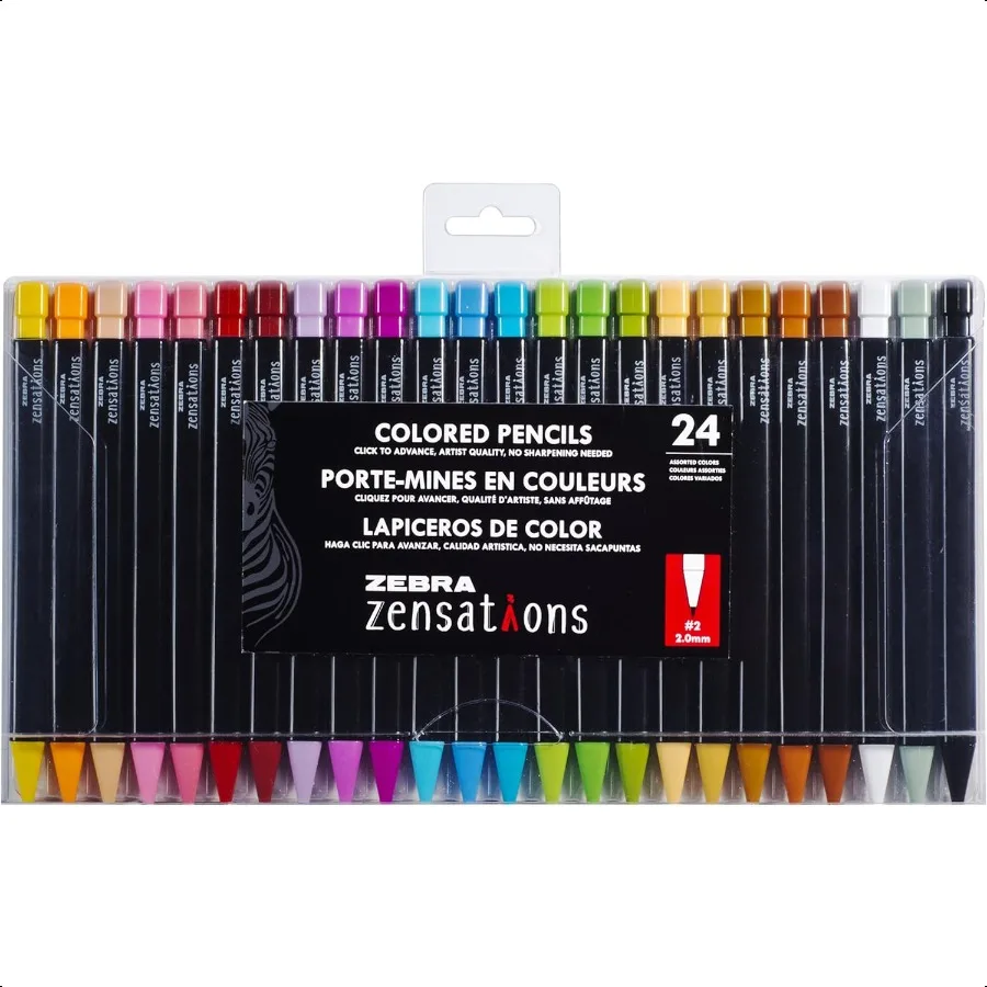 

Механические цветные карандаши Zensations Zebra Pen, размер точки 2,0 мм, разные цвета, 24 шт., разные цвета