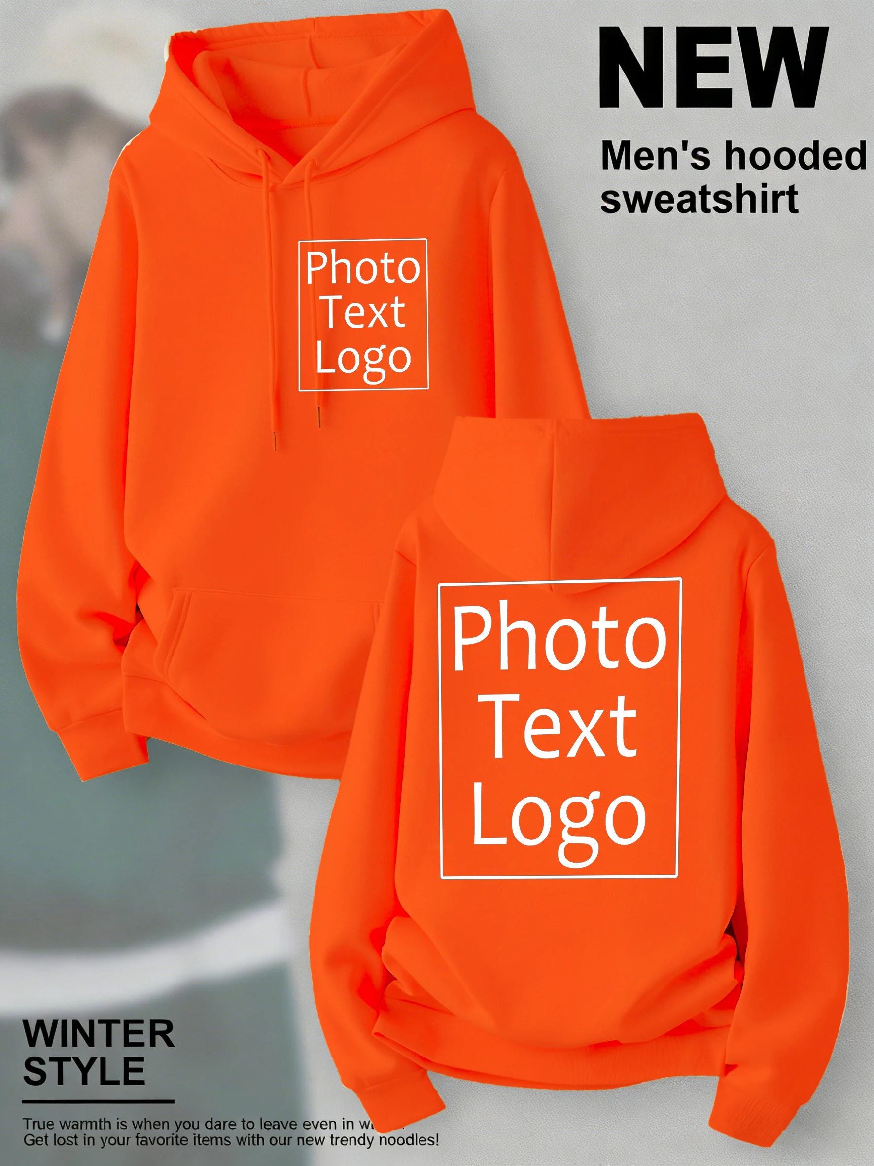 Personalisierter, individuell gestalteter Herbst-Freizeit-Sport-Hoodie für Herren, Fleece-Team-Basic-Sweatshirts, Streetwear, Büro-Arbeitskleidung, kreative Kleidung – Detail 14