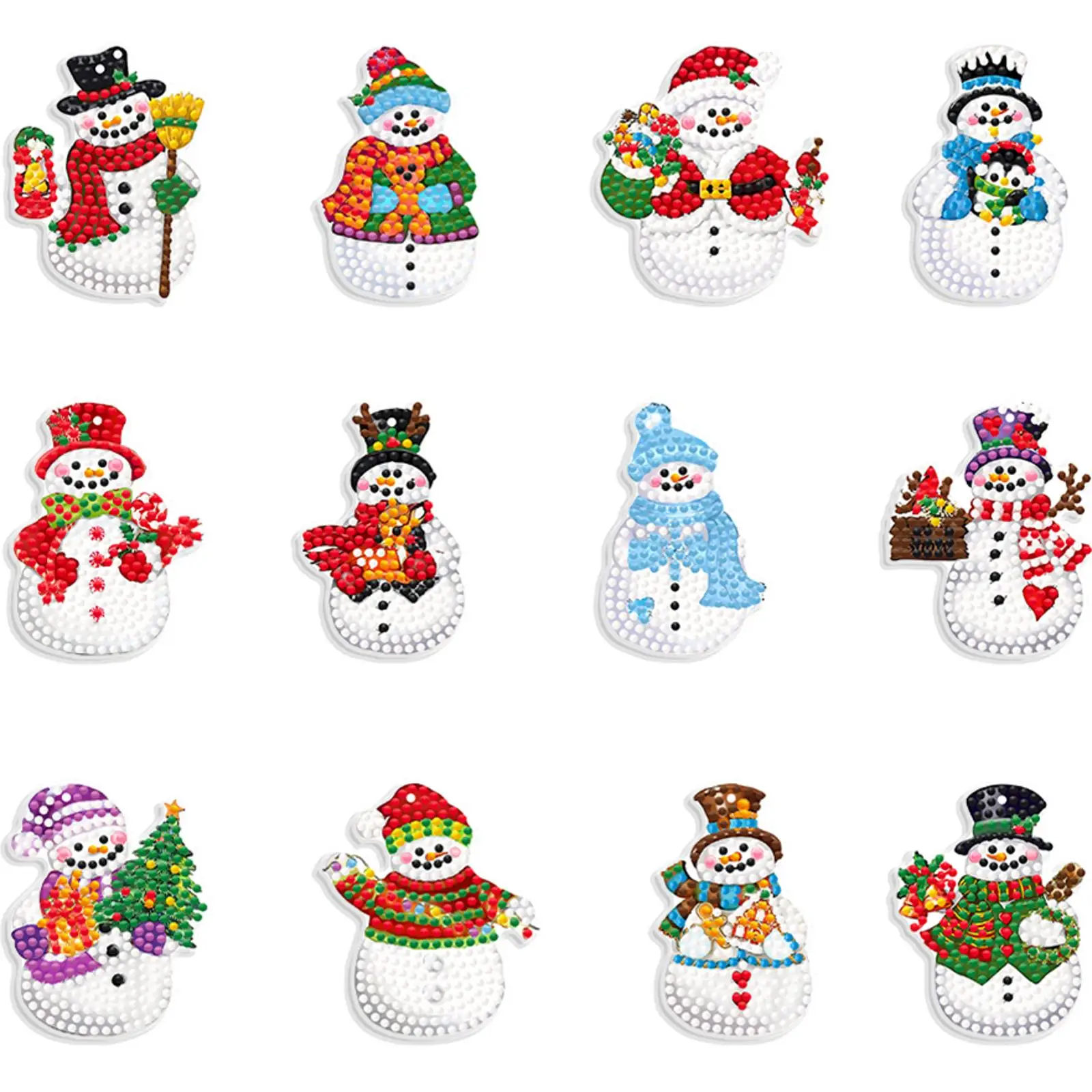 12 Uds. Kit de adornos colgantes de pintura de diamante con tema navideño acrílico 5D DIY arte de diamante decoraciones colgantes decoración de dormitorio