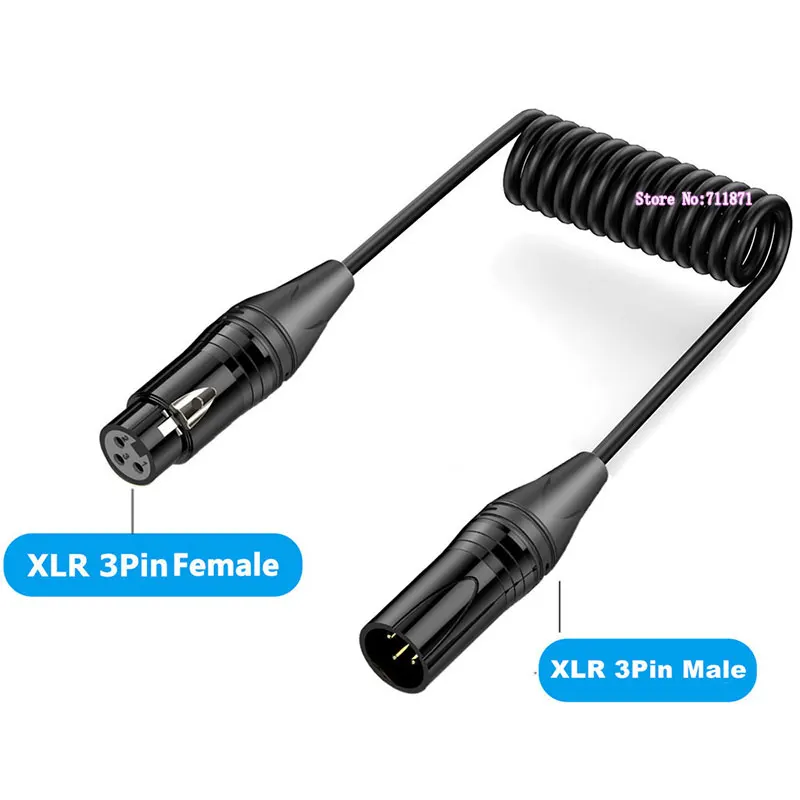 Cable de audio XLR macho a hembra elástico de expansión y contracción, cable de audio XLR CANNON macho a hembra con resorte, cable de audio XLR macho a hembra