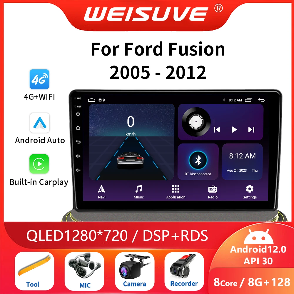 For Ford Fusion 1 2005-2012 Car Radio Android 12 Multimedia Video GPS Navigation 4G WIFI BT Carplay DSP Android Auto Player 2Din