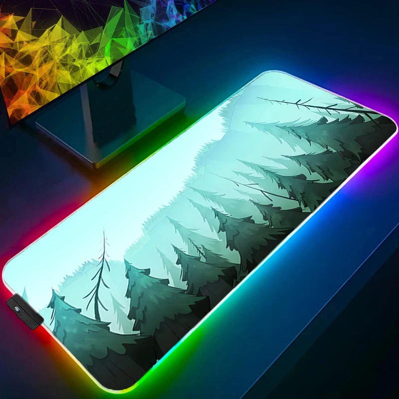 RGB Mouse Pad Gravity Falls Larger XXL Lock Edge Backlight Speed Pc Computer Keyboard LED Desk Mat Gaming Accessories Mousepad