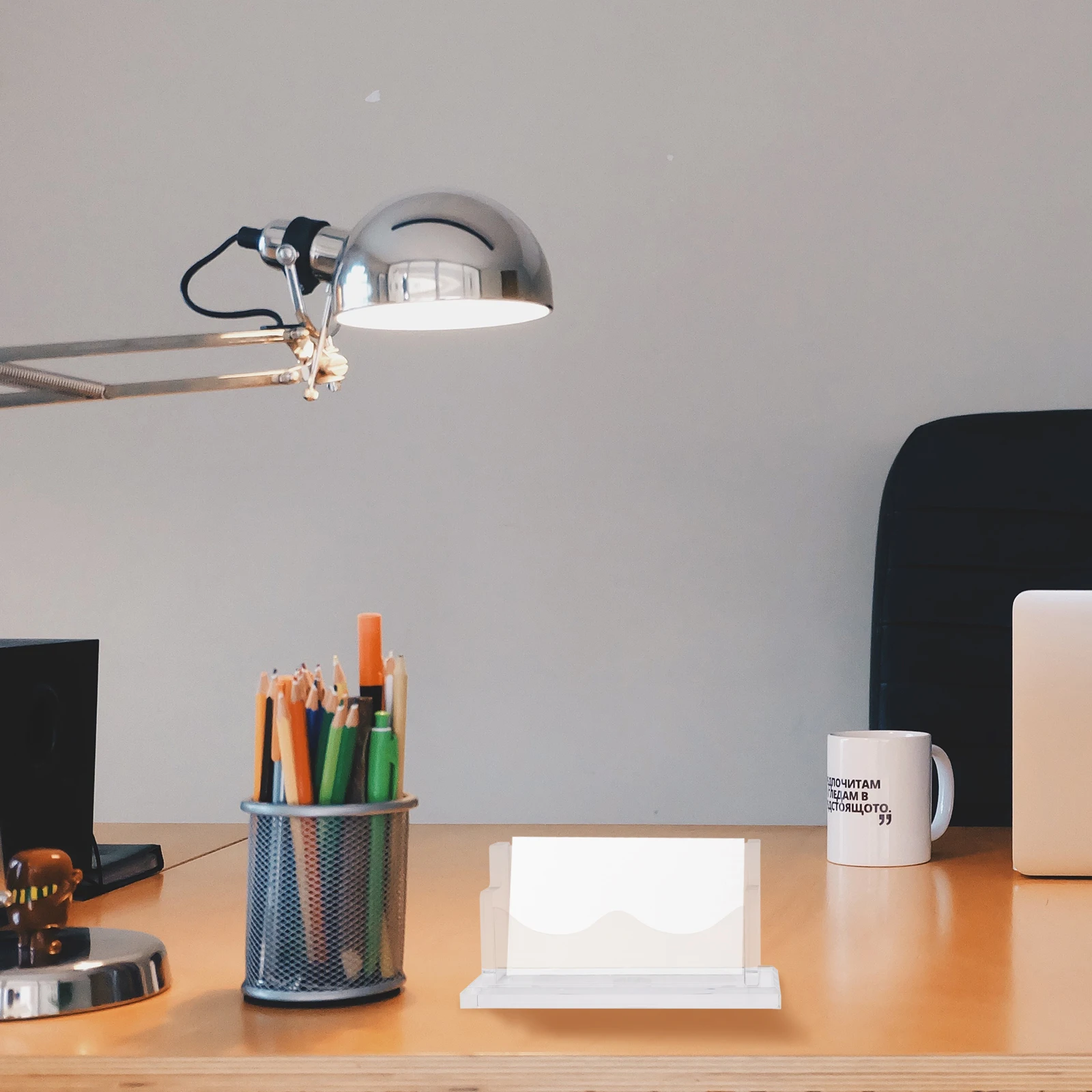 

Business Card Holder Acrylic Desktop Large Capacity Card Display Stand Practical Transparent Office Supply Organizer