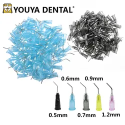 100pcs/pack Disposable Bent Dental Needle Tips Dental Flow Sealant Etchant Composite Resin Acid Reagent Delivery Syringe Tips