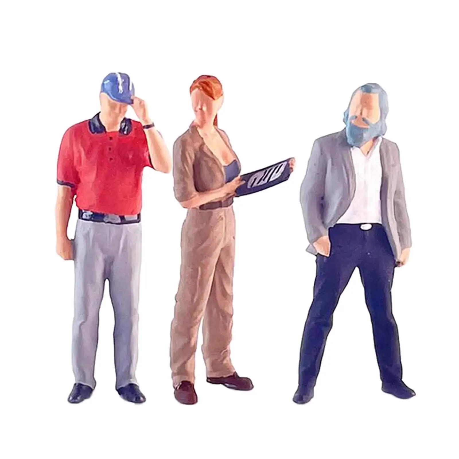 Modèle de chapeau pour garçons et filles, 3 pièces, Dioramas à collectionner, modèle de personnes minuscules en résine, costume pour bricolage, aménagement de gare de scène, 1/64