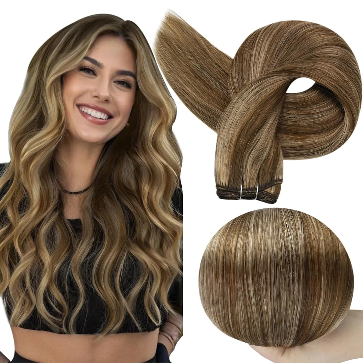 Full Shine Human Hair Extensions Sew in Silky Skin Double Weft Hair Extensions For Salon
