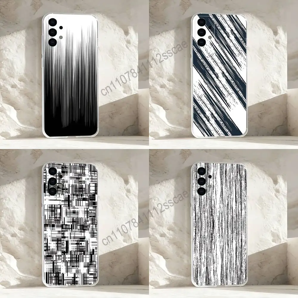 

Black Striped ART Phone Case For Samsung S30,S25,S24,S23,S21,S22,S20,S10,5G,FE,lite,PIus,Ultra Transparent Cover