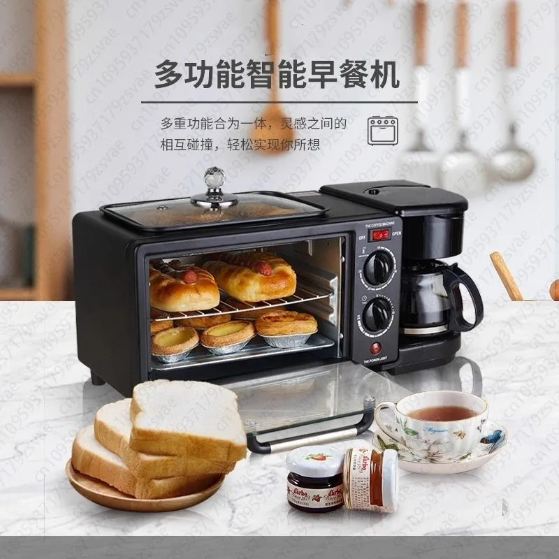 Multi-functional Breakfast Machine, Four-in-one Frying and Roasting Pan, Electric Oven, Rice Cooker, Toaster, Sandwich Machine