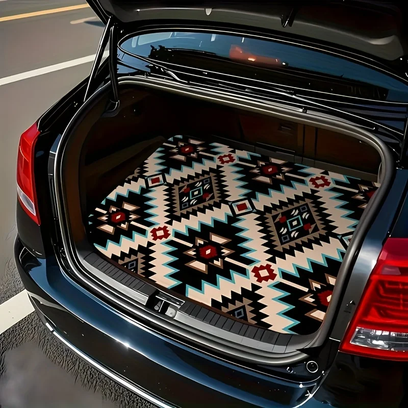 1pc Bohemian Style Mandala Pattern Printed Car Trunk Mat- Dustproof, Durable, Easy-to-Clean Interior Liner, Fashionable And Eleg