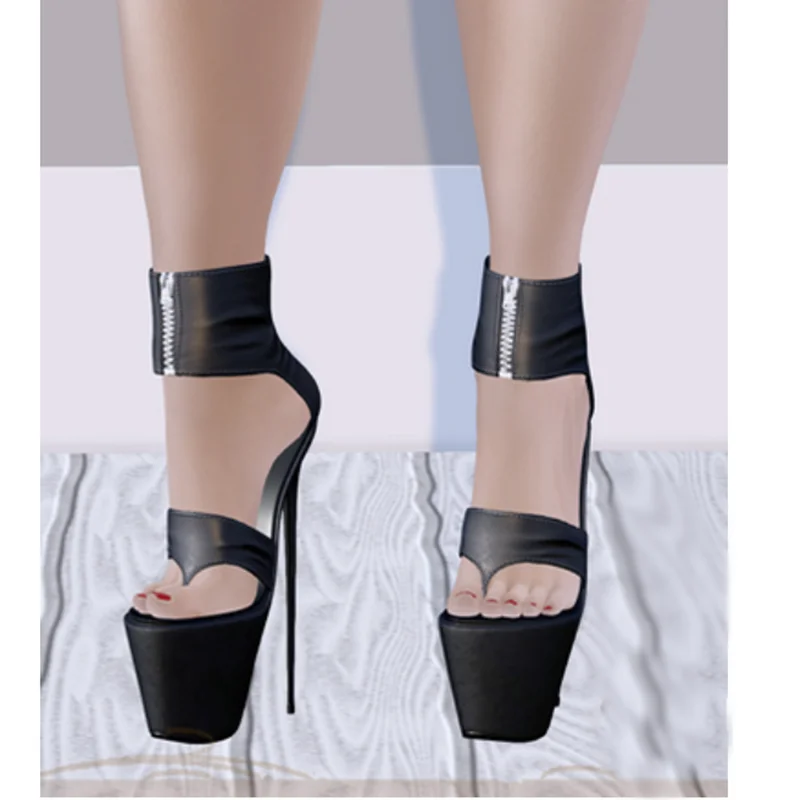 أسود جوفاء سستة صنادل أرضية رقيقة عالية الكعب اللمحة تو موضة مثير كول 2025 الصيف أحذية امرأة كبيرة الحجم Zapatillas Mujer