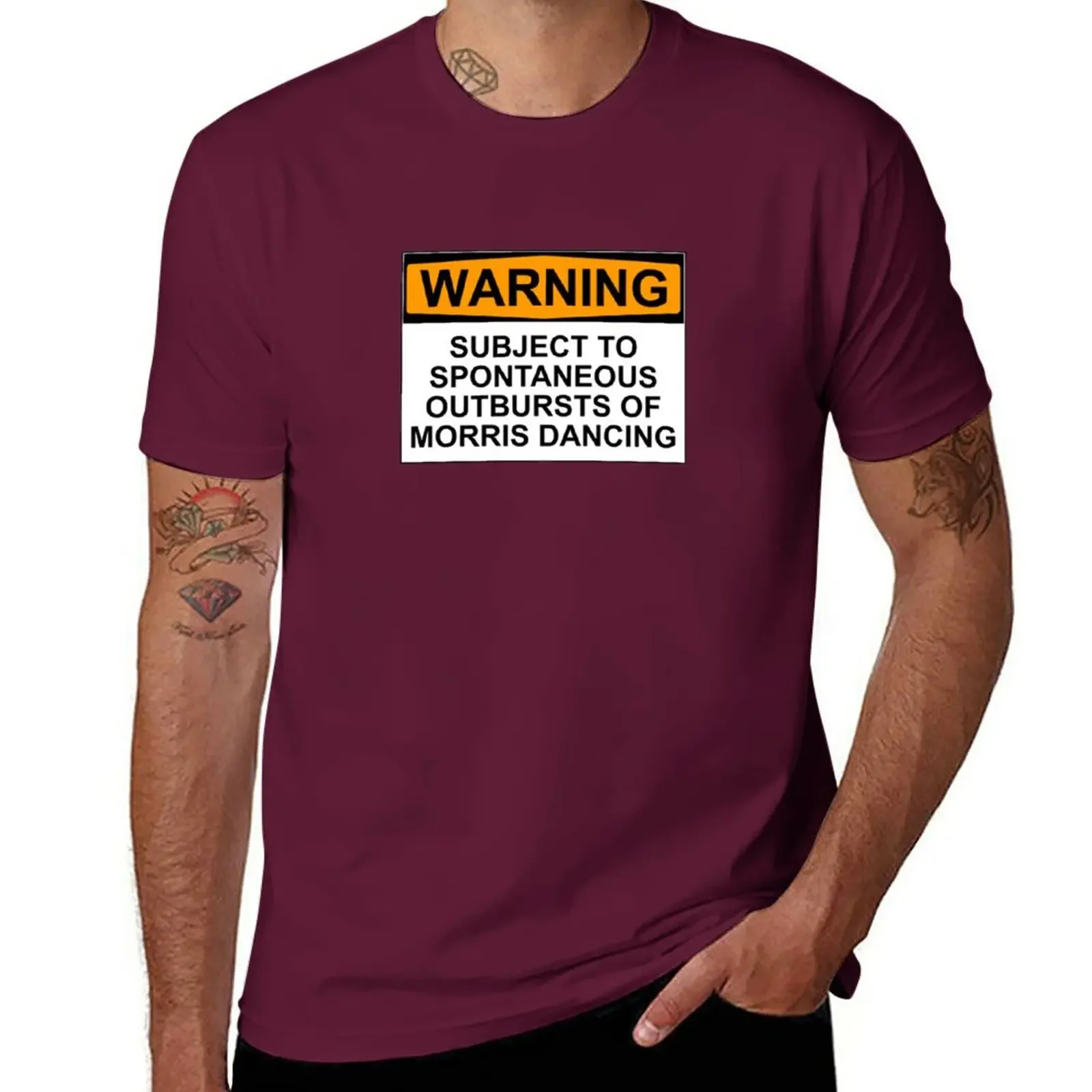 WARNING: SUBJECT TO SPONTANEOUS OUTBURSTS OF MORRIS DANCING T-Shirt graphics blanks t shirts for men graphic