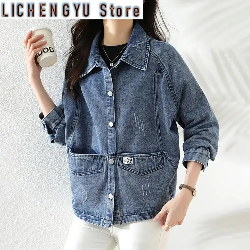 Spring Autumn Denim Women's Jacket New Fashion Loose Single-Breasted Jeans Coats Female Casual Cowboy Overcoat Female Tops