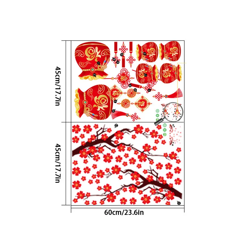 2025 Chinese New Year Window Sticker Fu Character Wallpaper Spring Festival Decor Shop Mall Window Glass Self Adhesive Sticker