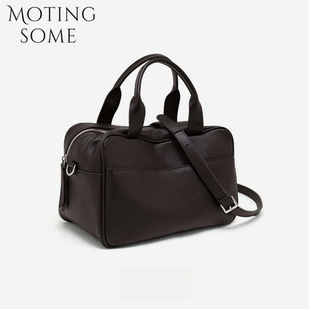 

MOTINGSOME Luxury Designer Bags Woman Bowling Bag Shoulder Commuter Daily Crossbody Messenger Boston Handbag Black 2026 New In