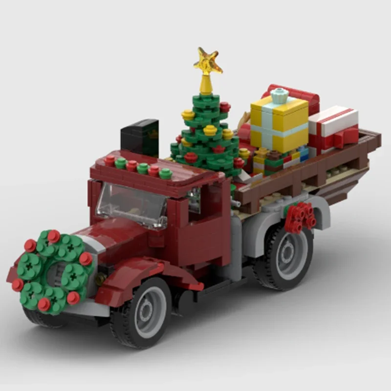 Décennie s de construction de camion de la vieille ville, modèle de véhicule, briques MOC, assemblage de camion de Noël, jouets de bricolage, cadeaux technologiques