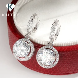 3Carat Moissanite Hoop Earrings With  Certificates Round Sunflower D Color Diamond Drop Earring 925 Silver Earring 2024 Trend