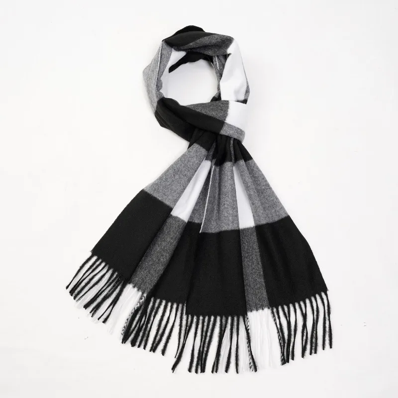 Fashion Trend Plaid Tassels Men\'s Scarf Autumn Winter Imitation Cashmere Cold Protection Warm Scarves Shawl Clothing Accessories