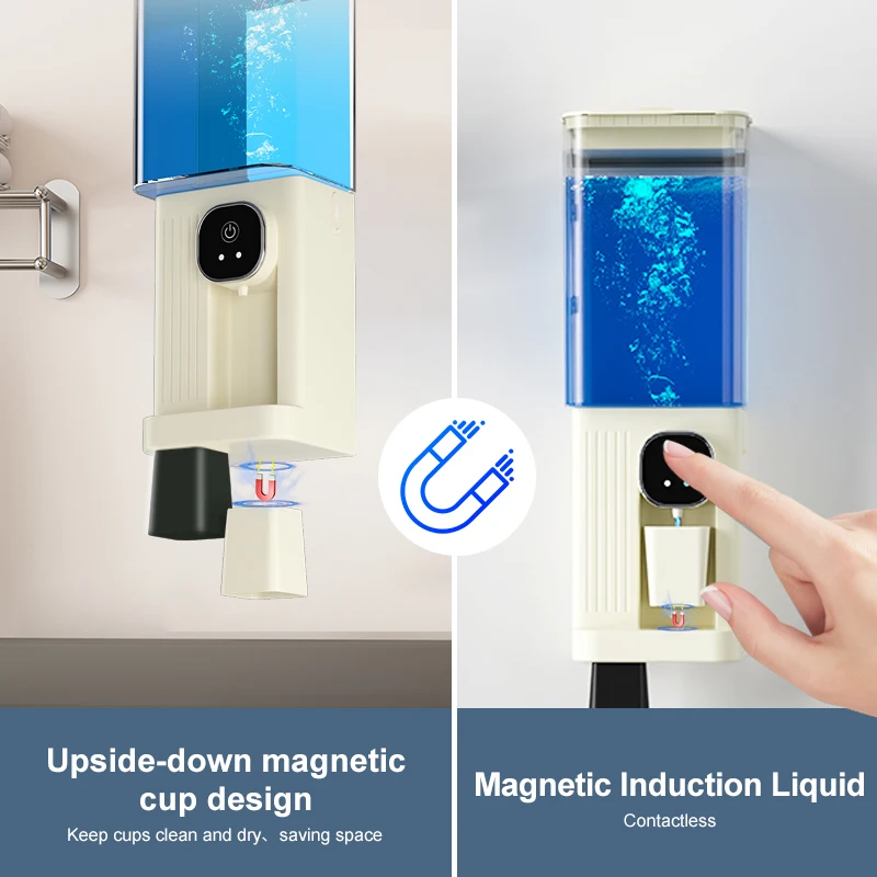 Mouthwash Dispenser Automatic With Cup Bottle Electric Bathroom Wall Mounted White Pump Holder Atomatic Battery Kids Carafe Cute