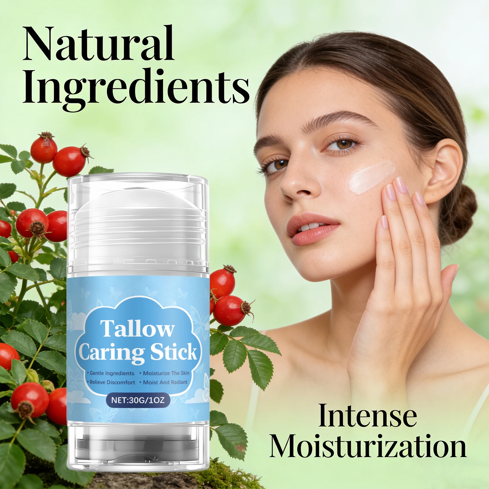 Tallow Care Stick Wild Rose Fruit Face Cream Repair Barrier Moisturizing Nouish Even Skin Tone Improve Dullness Body Care Stick