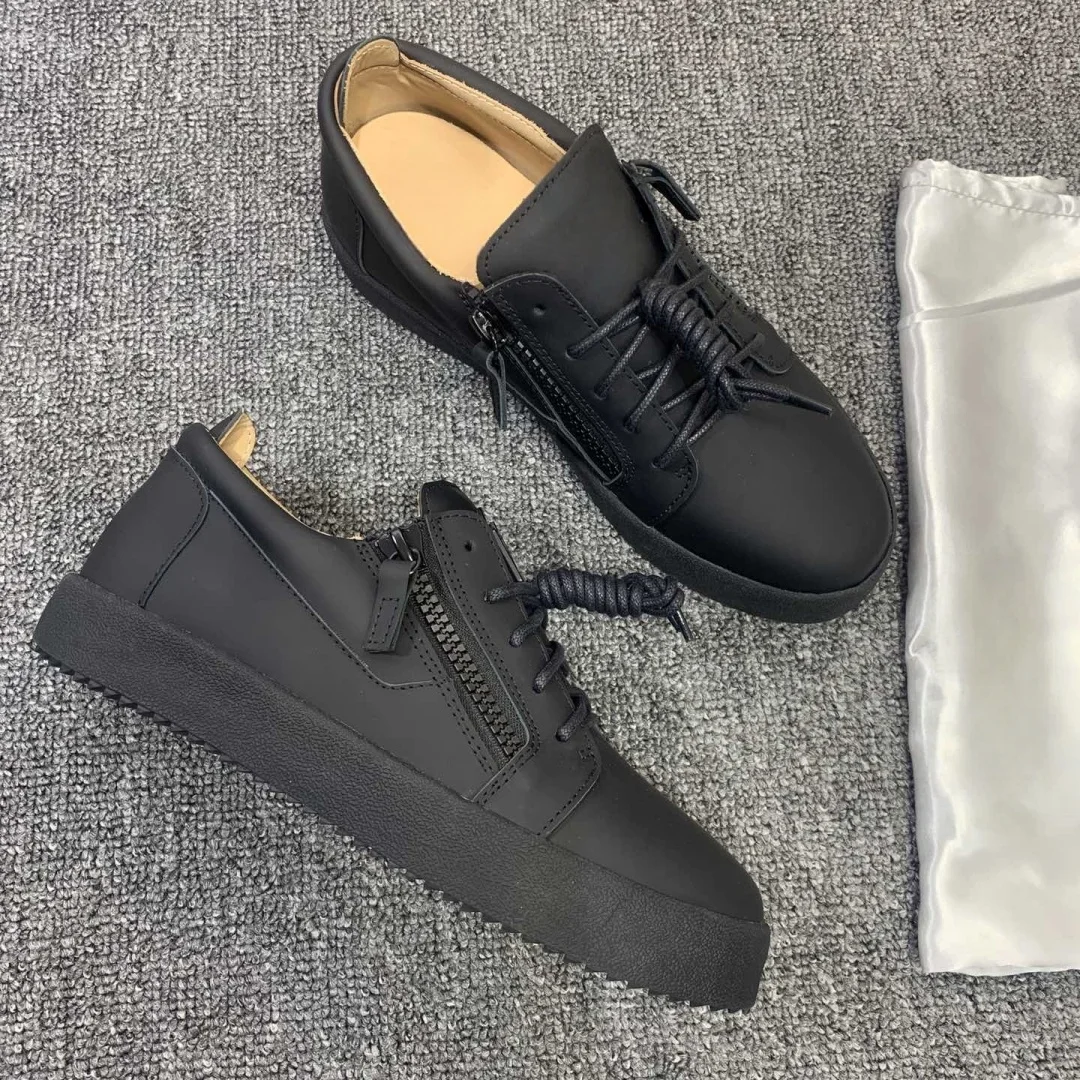 

Top Hight Quality Casual Sneakers For Men and Women Real Leather Brand Designer Unisex Tennis Shoes GZ Zipper Loafer Shoes G0546