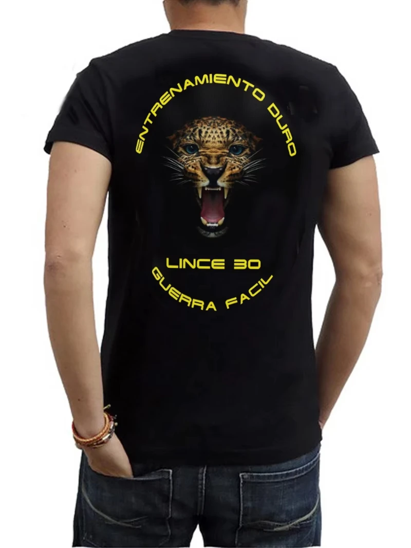 Camiseta do 34º Curso UIP Lince 30 Camiseta da Polícia Nacional Espanhola. 100% Algodão, De Alta Qualidade, Top Casual