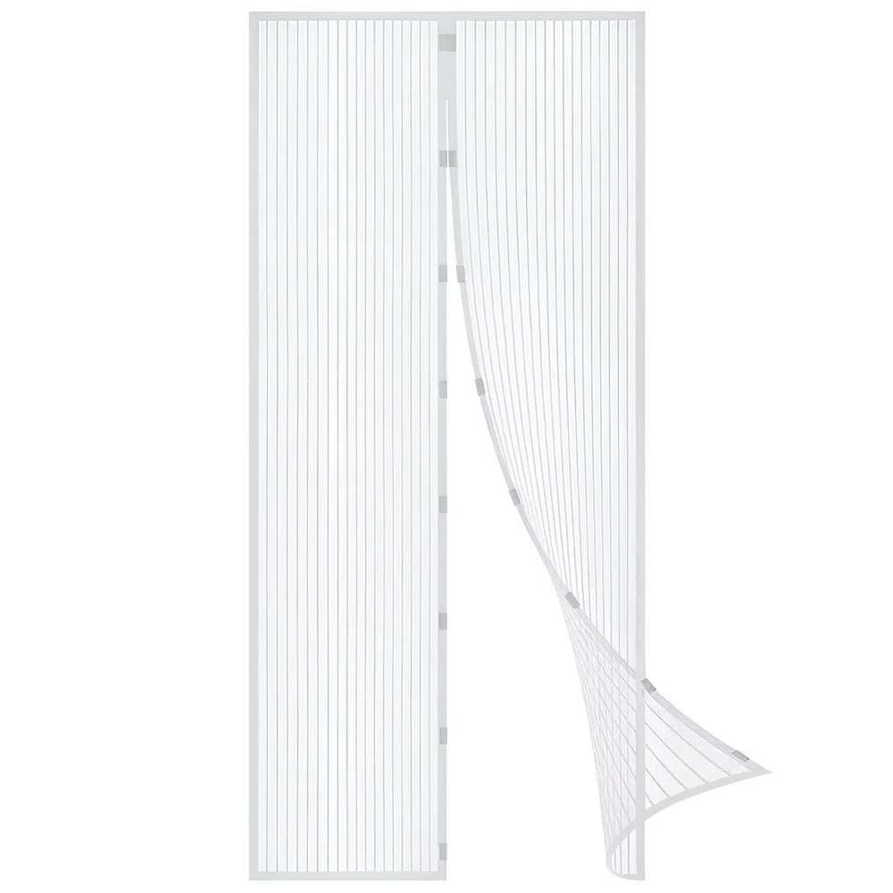 Muggennet voor de deur, wit, met magneten, 208 x 100 cm.