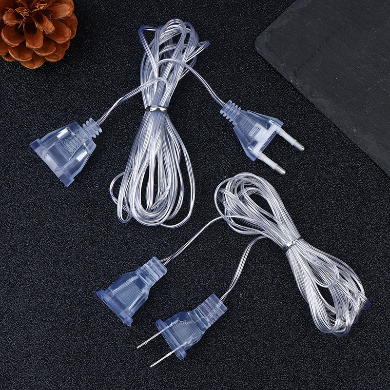 Outdoor Power Extension - 투명한 EU/US 플러그 연장선, LED 스트링