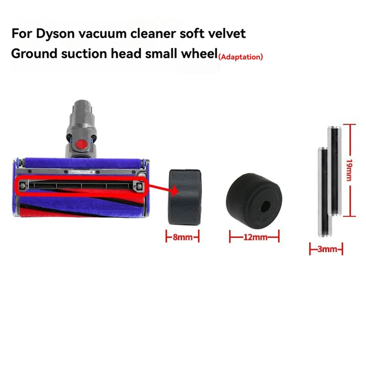 FZFZ 2 PCS Eixos e Cabeças de Rodas de Eixo Pequeno Substituição para V6 V7 V8 V10 V11 Peças de Aspirador de Pó