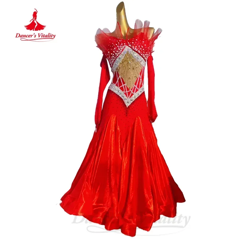 Ballroom Dancing Costume for Women Customized Senior AB Stones Sexy Backless Fishtail Dress Modern Dance Performance Costumes