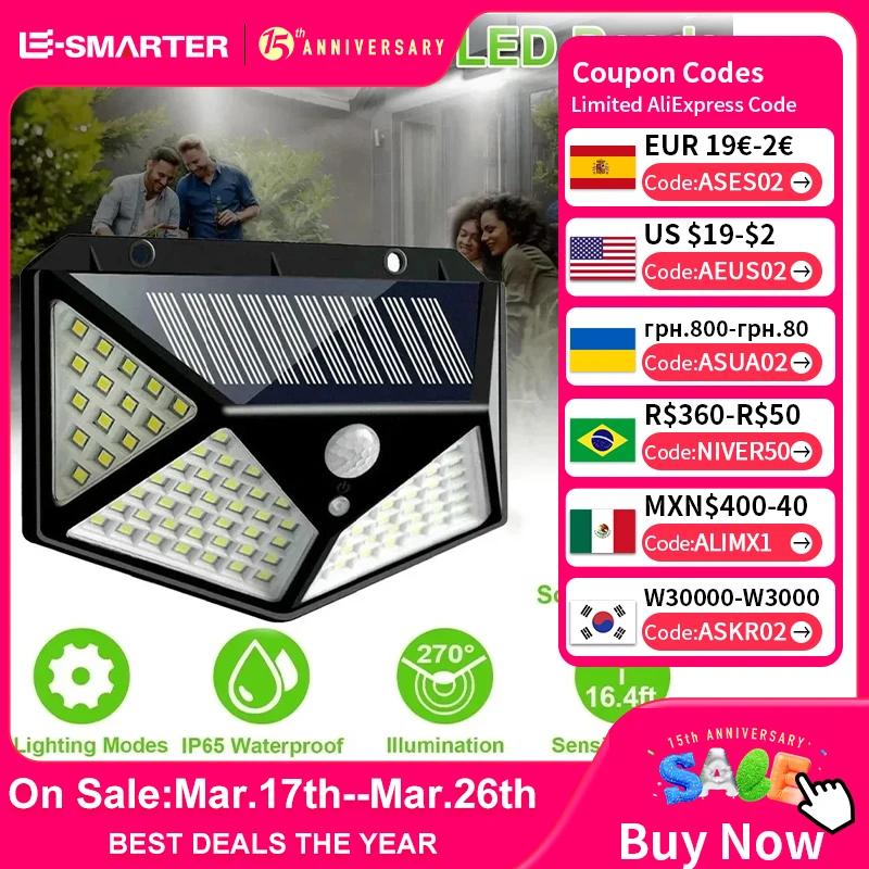 Multifunctional Solar Lamp Outdoor Garden Decoration Solar LED Light Waterproof Sunlight Powered Spotlight with Motion Sensor