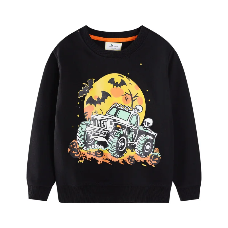 

2025Wind Halloween Style Children's Sweatshirt Autumn New Boys' Sweatshirt Round Neck Long Sleeve Children's Clothing Top