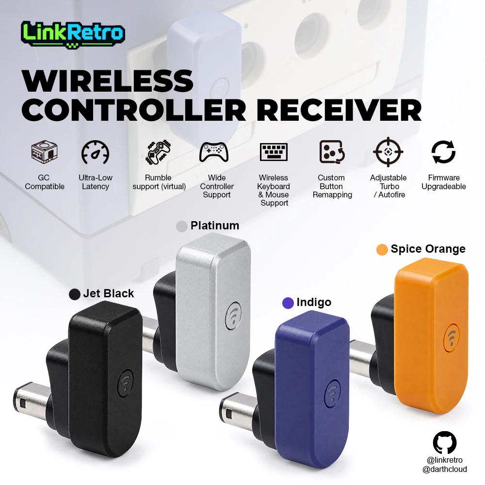 LinkRetro GC Blueretro USB-C Wireless Controller Receiver for NGC Wii (RVL-001) Console for PS5 DualSense Joy-Con Controllers
