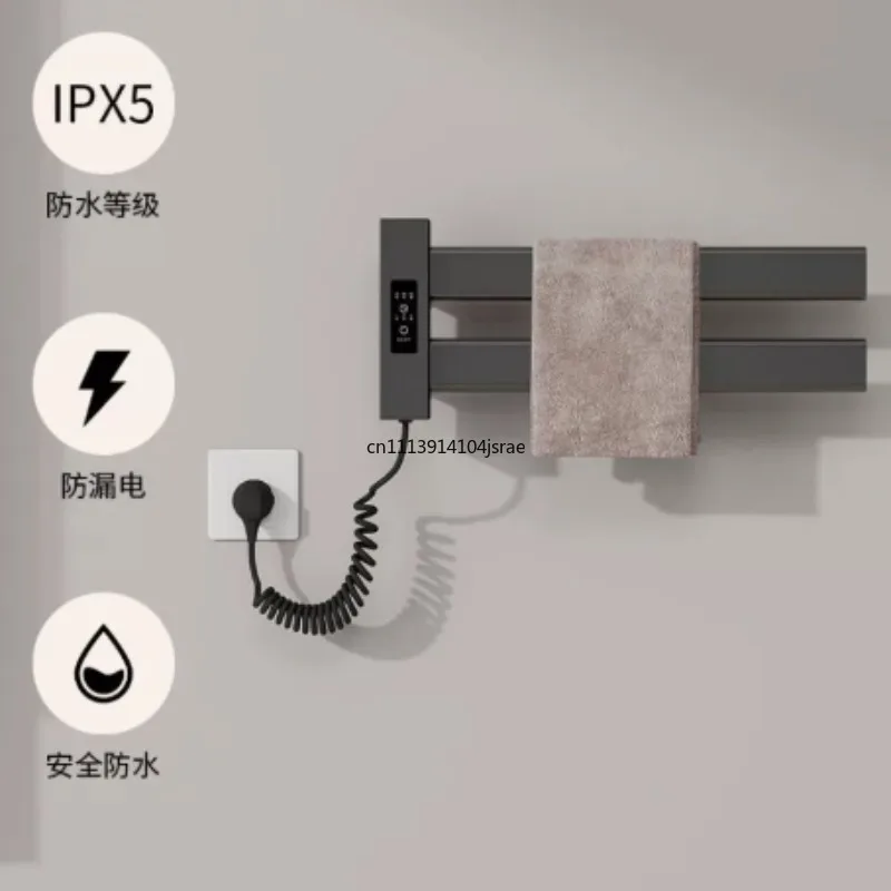 Smart Thermostatic Heated Towel Rack Space Aluminum No‑Drilling Foldable Bathroom Towel Warmer Drying Rack For Bathroom