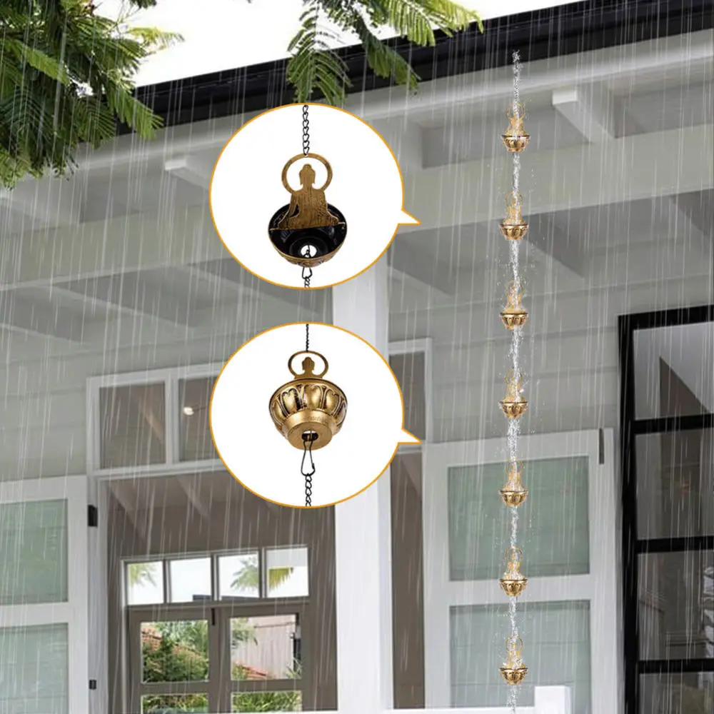 Zen Buddha Rain Chain Metal Gutter Downspout Extension Decorative Exterior Drainage Feature For Garden Patio Ornament