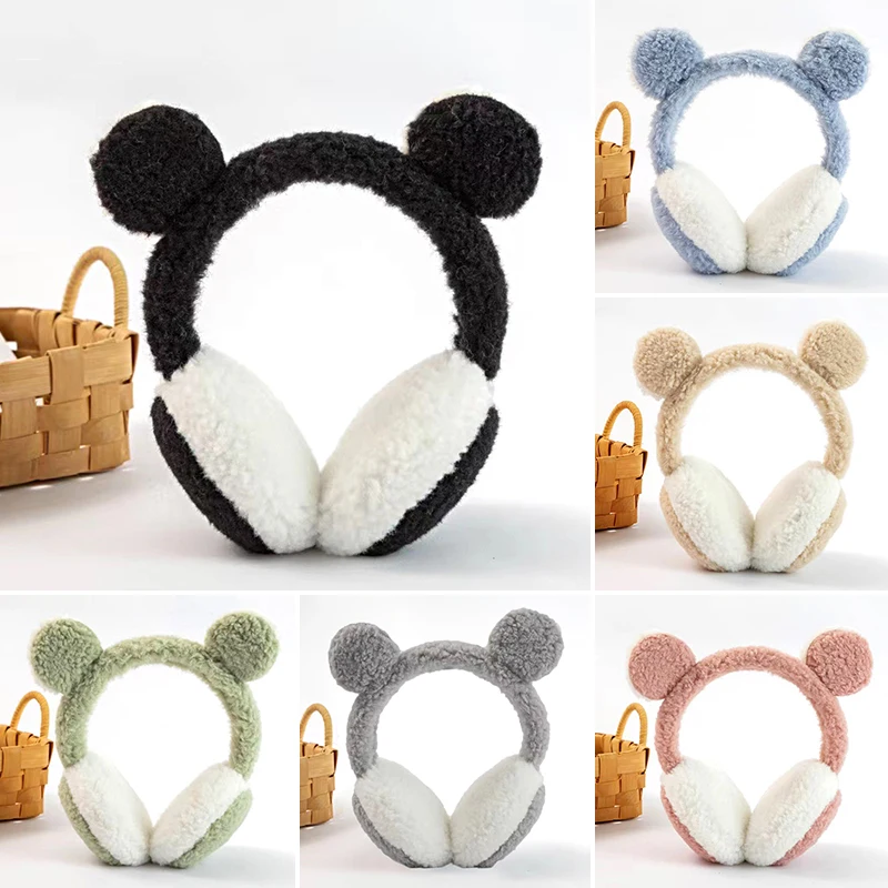 Winter Women Warm Plush Earmuffs Cute Bear Ears Ear Warmer Earflap Outdoor Windproof Ear-Muffs Faux Furry Ear Covers