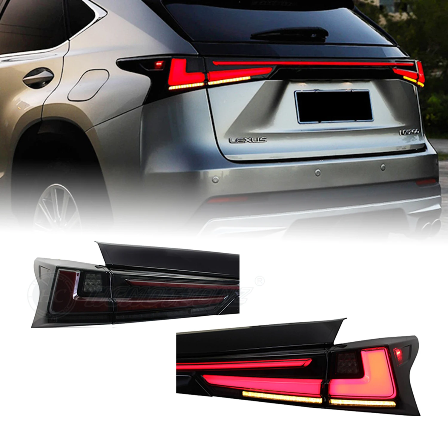 HCMOTIONZ LED Tail Lights for Lexus NX200 NX300 2014-2022 Rear Lamp High Quality Car Accessories DRL Start UP Animation