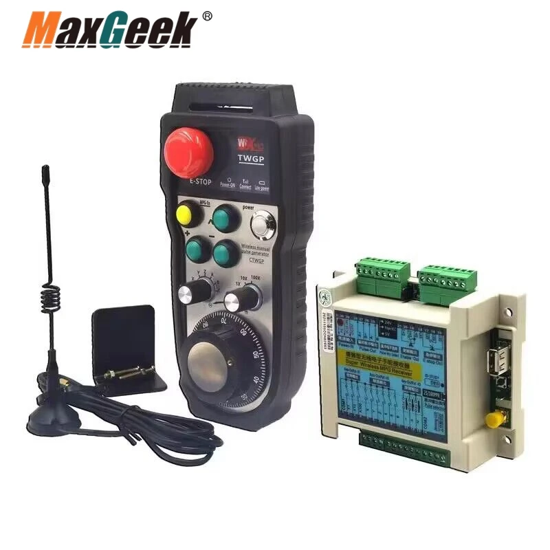 

Maxgeek CTWGP 6-Axis CNC Manual MPG with Receiver 433MHz Wireless Handwheel 100PPR 40-Meter Transmission