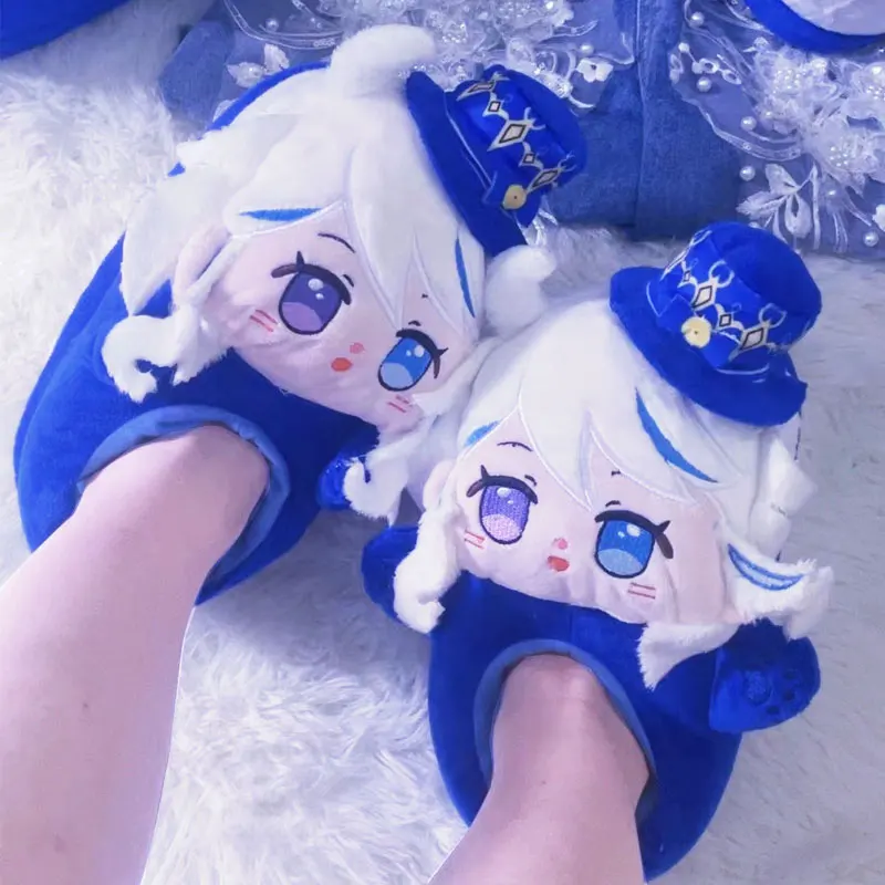 Genshin Impact Furina Hu Tao wanderer Cotton Slippers Cosplay Costumes Props Cartoon Kawaii Shoes Cute Slipper Halloween Gifts