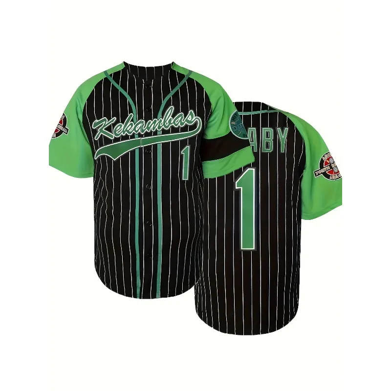 

Men's Baseball Jersey Breathable Baseball Shirt With Stripes V-Neck Button-Up Loose Fit Sports Uniform for Training Men Clothing