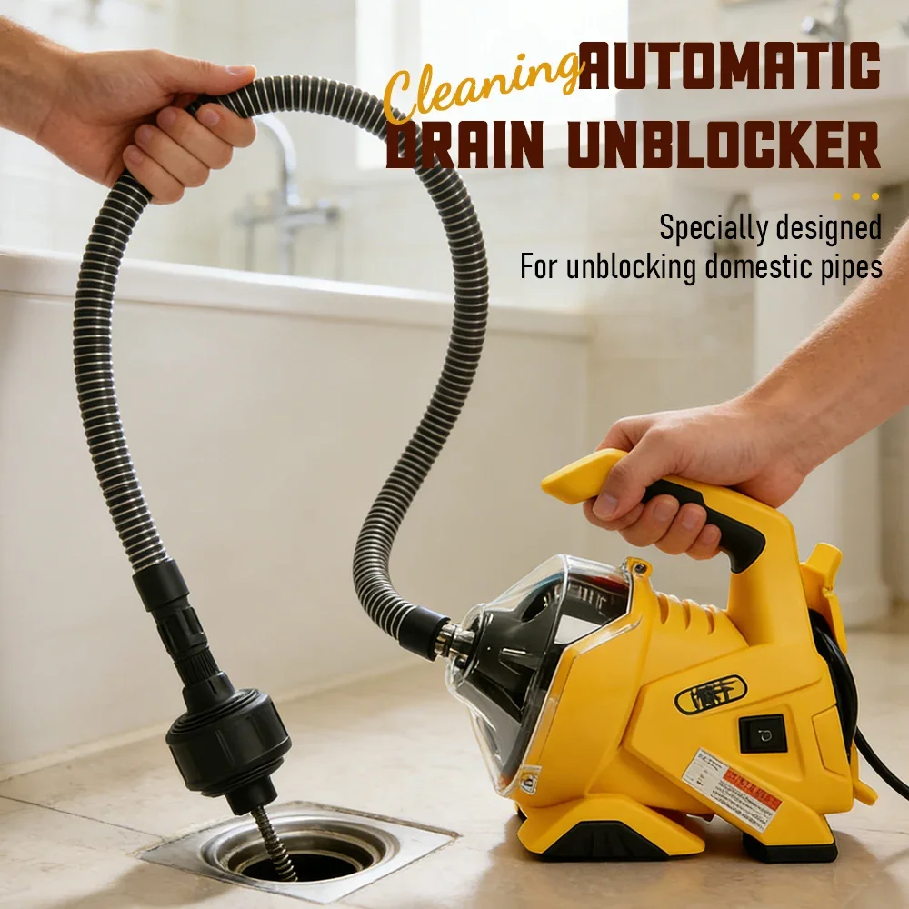 

Electric Sewer Drain Cleaning Machine 9M Cable Automatic Feeding Portable Unblocker for Kitchen Sink Toilet Bathtub 20-50mm Pipe