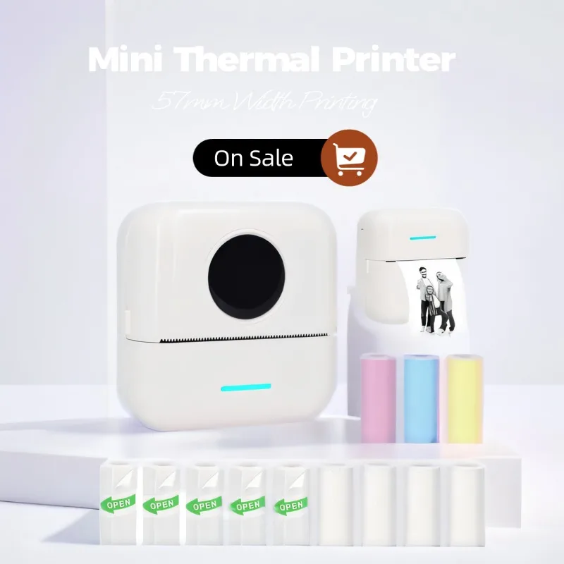 Mini Thermal Printer with Wireless Connection, Inkless Printing and 57mm Width Printing Capability Kids Toy Gift X5 Printer Set