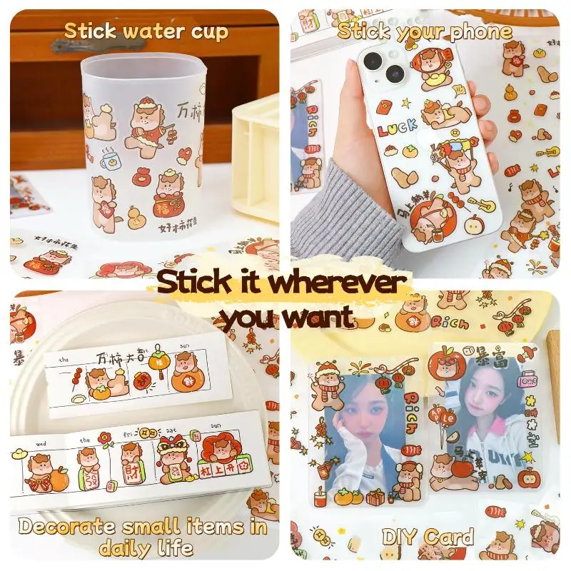 20Pcs Cartoon Pony Stickers Horse Year PET Waterproof Sticker DIY Phone Case Luggage Guitar Aesthetic Decoration Sticker