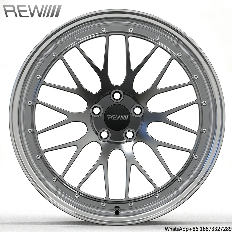REW Customized Monoblock Black Machine Face Good Quality Aluminum Wheel Hub Forged 16-24 Inch Multi Color Alloy Rims with Rivet